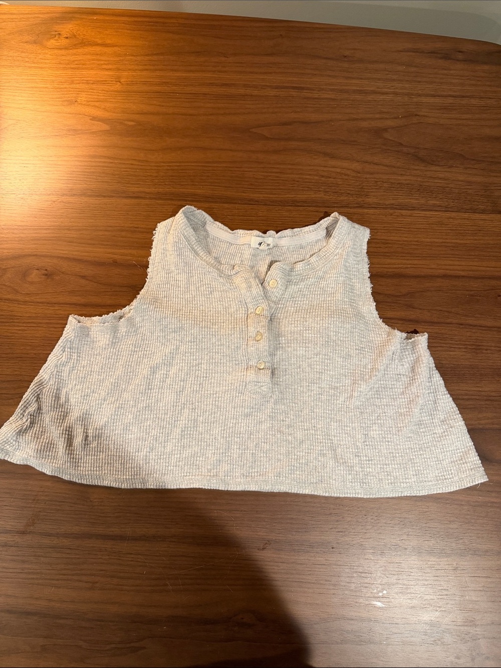 aerie Cream Ribbed Sleeveless Henley Crop Top